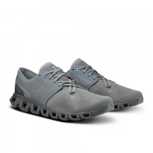 On |Men QC Cloud X 3 Training & GYM Shoes Mist / Rock | JU23-K0UW