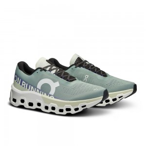 On |Men QC Cloudmonster 2 Road Running Shoes Mineral / Aloe | UJ94-P8RO