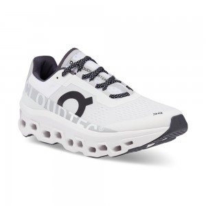 On |Men QC Cloudmonster Road Running Shoes All White | AR59-T5AV