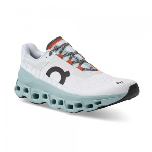 On |Men QC Cloudmonster Road Running Shoes Frost / Surf | WR43-K5EI