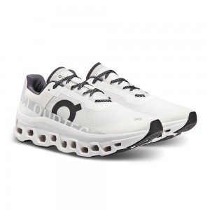 On |Men QC Cloudmonster Road Running Shoes Undyed-White / White | SF44-U2FJ