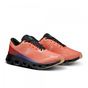 On |Men QC Cloudspark Road Running Shoes Flame / Black | IQ73-Q9VU