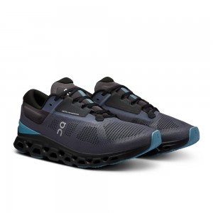 On |Men QC Cloudstratus 3 Road Running Shoes Metal / Wisteria | JE29-C2WL