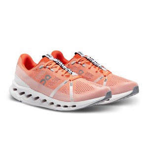 On |Men QC Cloudsurfer Road Running Shoes Flame / White | GA51-C2HM