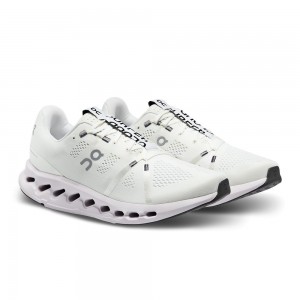 On |Men QC Cloudsurfer Road Running Shoes White / Frost | OY52-H3RJ