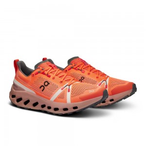 On |Men QC Cloudsurfer Trail Road Running Shoes Flame / Dustrose | YV47-N5PV