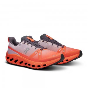 On |Men QC Cloudsurfer Trail Waterproof Road Running Shoes Mauve / Flame | MZ17-O6PZ