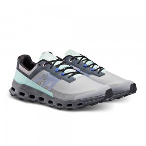 On |Men QC Cloudvista Trail Running Shoes Alloy / Black | YQ52-A9FO