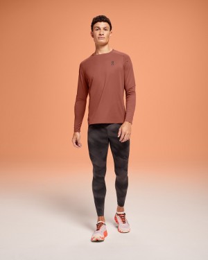 On |Men QC Performance Long-T Tops and T-shirts Auburn / Ruby | LU71-Z4IY