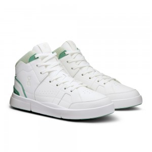 On |Men QC THE ROGER Clubhouse Mid Lifestyle Shoes White / Green | KE83-B4YO