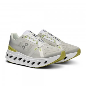 On |Women QC Cloudeclipse Road Running Shoes White / Sand | LL83-J8UN