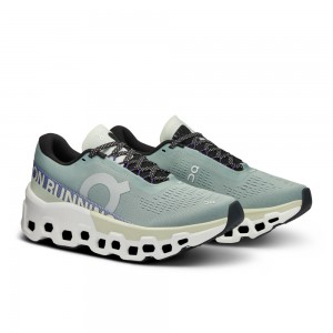 On |Women QC Cloudmonster 2 Road Running Shoes Mineral / Aloe | MO25-N8YQ