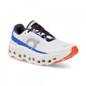 On |Women QC Cloudmonster Road Running Shoes Frost / Cobalt | UI99-R1WD