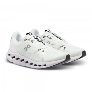 On |Women QC Cloudsurfer Road Running Shoes White / Frost | LW99-M1GS