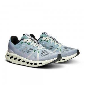 On |Women QC Cloudsurfer Road Running Shoes Mineral / Aloe | WO02-R5AI