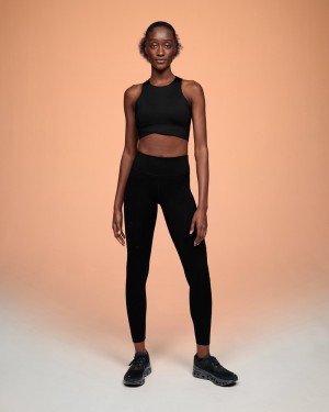 On |Women QC Race Crop Tops and T-shirts Black / Eclipse | XI65-J9YG