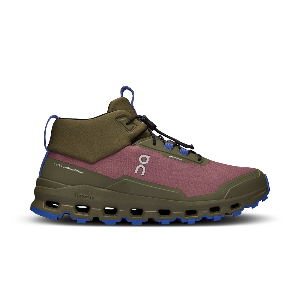 On |Kids\' QC Cloudhero Mid Waterproof Hiking Cherry | Olive | TI56-I8MU