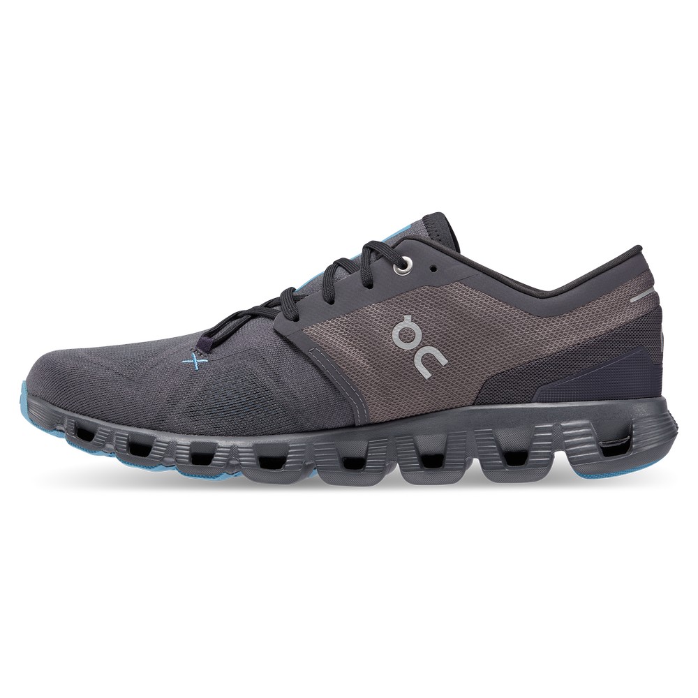 On |Men QC Cloud X 3 Training & GYM Shoes Eclipse / Magnet | UK03-G7OR