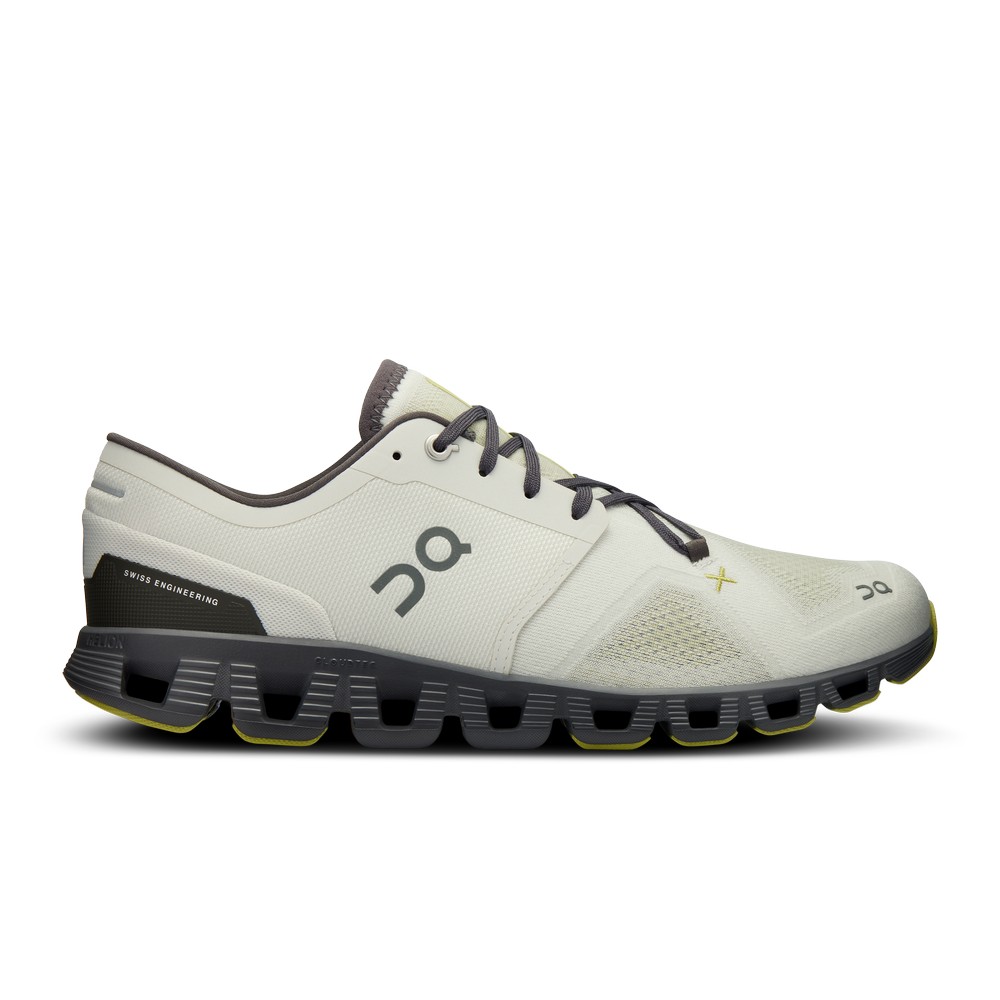 On |Men QC Cloud X 3 Training & GYM Shoes Ice / Eclipse | QQ19-V5JR