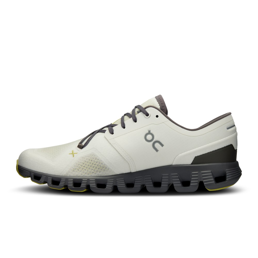 On |Men QC Cloud X 3 Training & GYM Shoes Ice / Eclipse | QQ19-V5JR