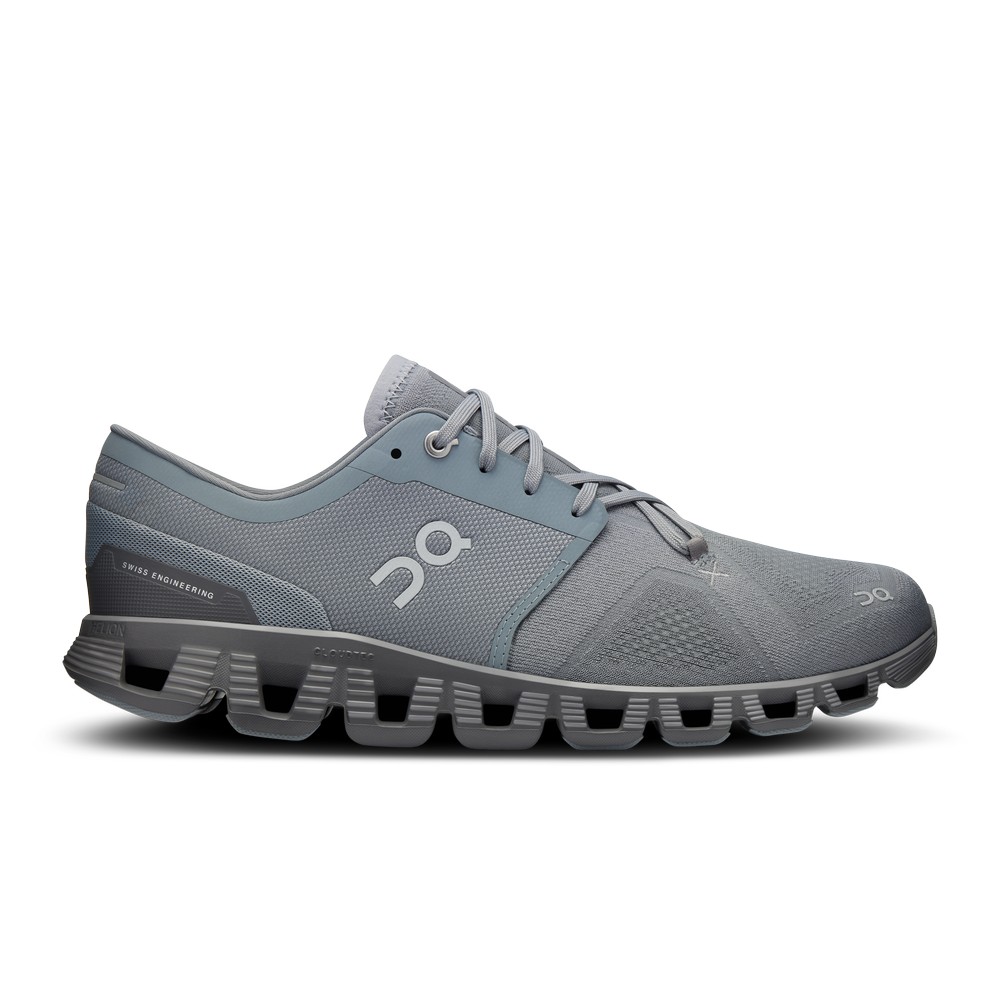 On |Men QC Cloud X 3 Training & GYM Shoes Mist / Rock | JU23-K0UW