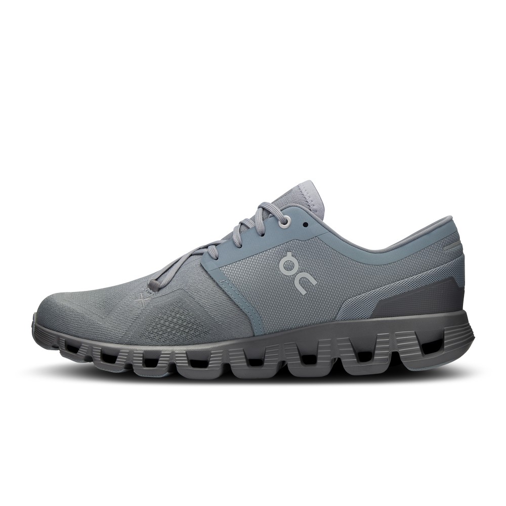 On |Men QC Cloud X 3 Training & GYM Shoes Mist / Rock | JU23-K0UW