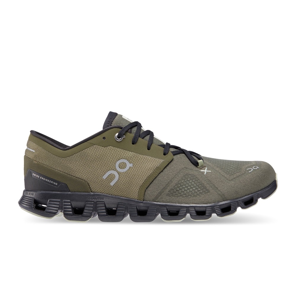 On |Men QC Cloud X 3 Training & GYM Shoes Olive / Reseda | UB62-I9OP