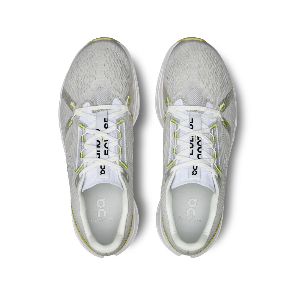 On |Men QC Cloudeclipse Road Running Shoes White / Sand | JR17-K3OL