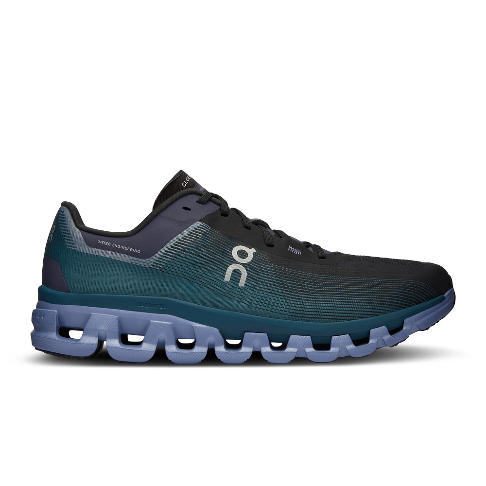 On |Men QC Cloudflow 4 Road Running Shoes Black / Storm | LY52-H6QL