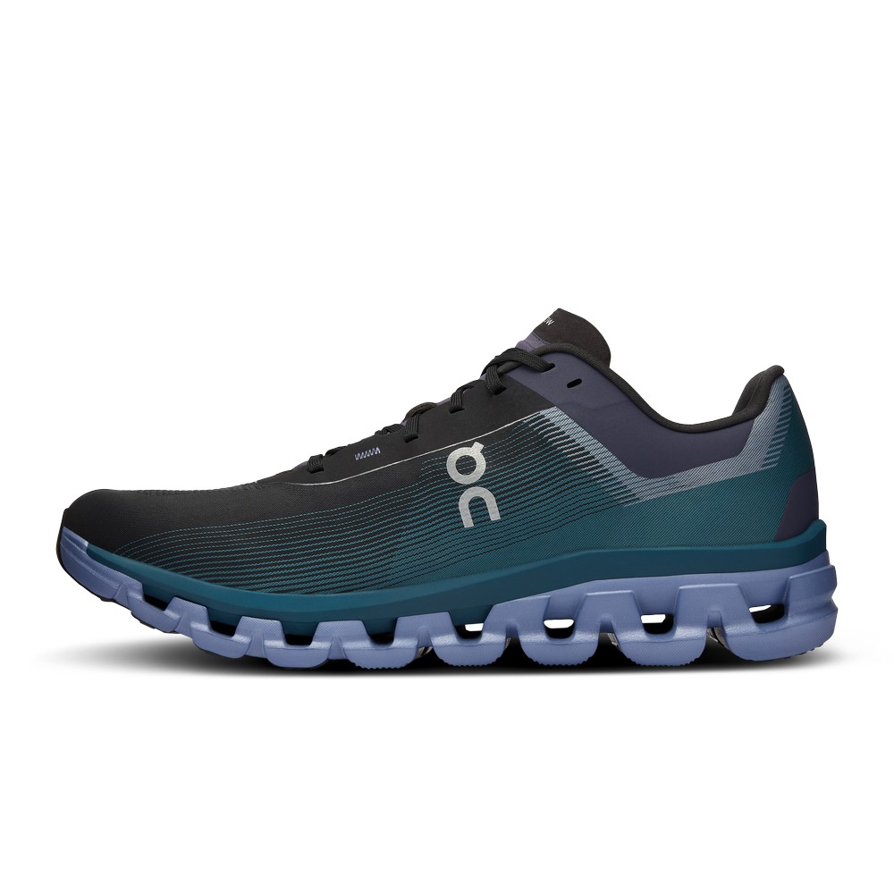 On |Men QC Cloudflow 4 Road Running Shoes Black / Storm | LY52-H6QL