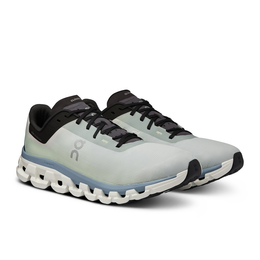 On |Men QC Cloudflow 4 Road Running Shoes Glacier / Chambray | WV35-Q0PB