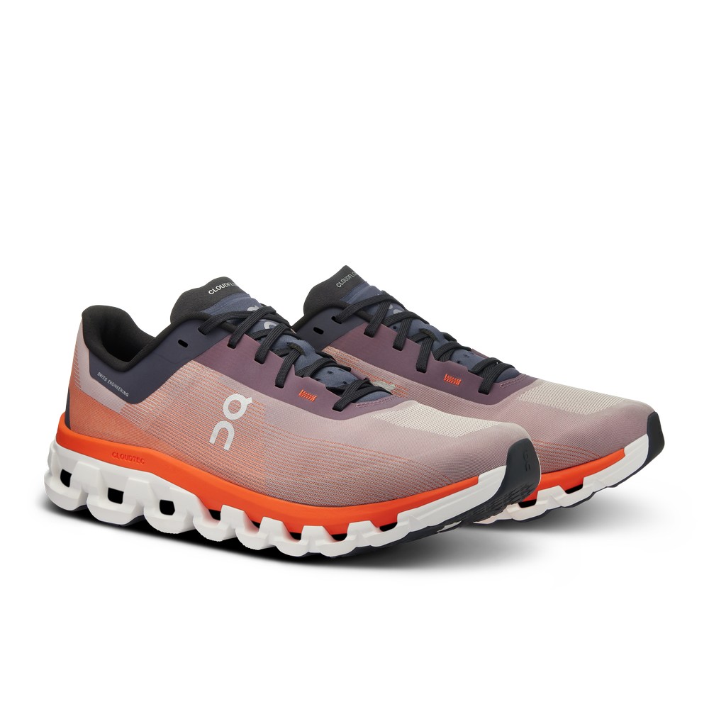 On |Men QC Cloudflow 4 Road Running Shoes Quartz / Flame | MR36-R7FX