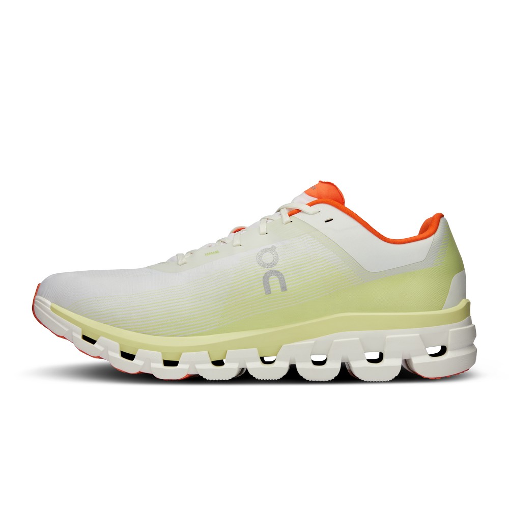 On |Men QC Cloudflow 4 Road Running Shoes White / Hay | XZ74-B4LP