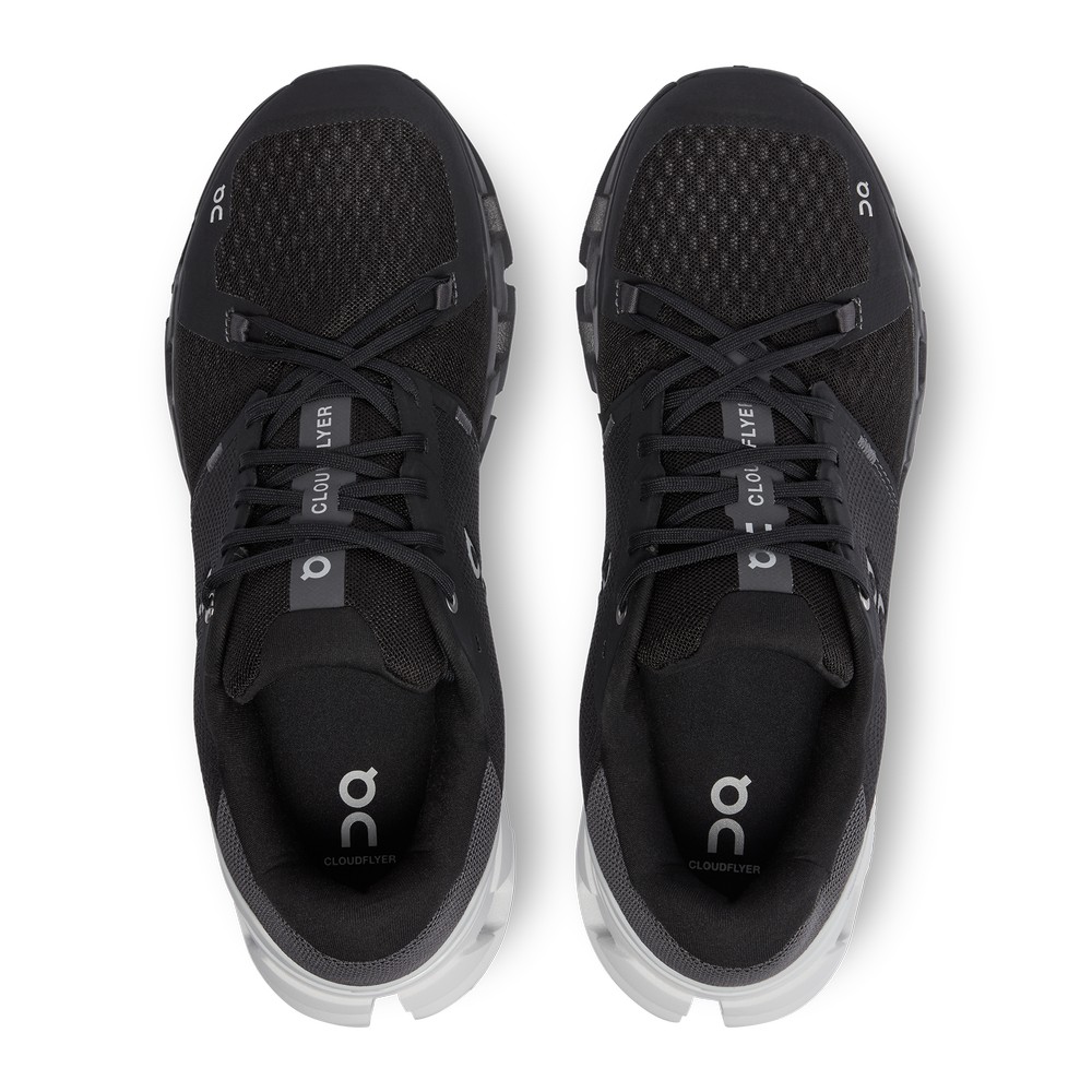 On |Men QC Cloudflyer 4 Wide Road Running Shoes Black / White | RR69-D9FK