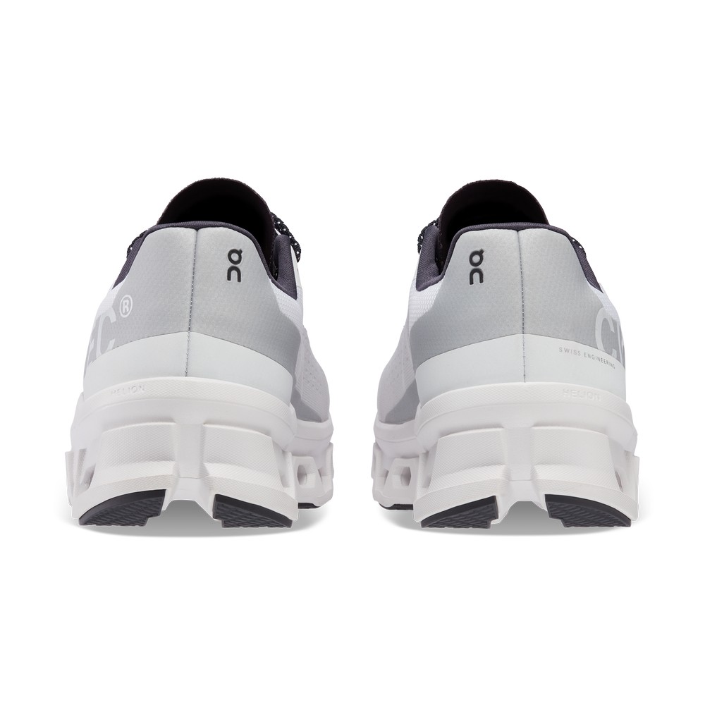 On |Men QC Cloudmonster Road Running Shoes All White | AR59-T5AV