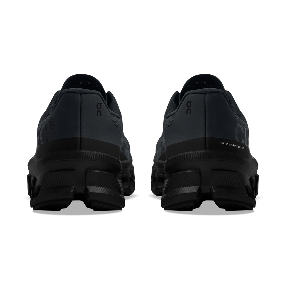 On |Men QC Cloudmonster Road Running Shoes All Black | RY76-G4VP