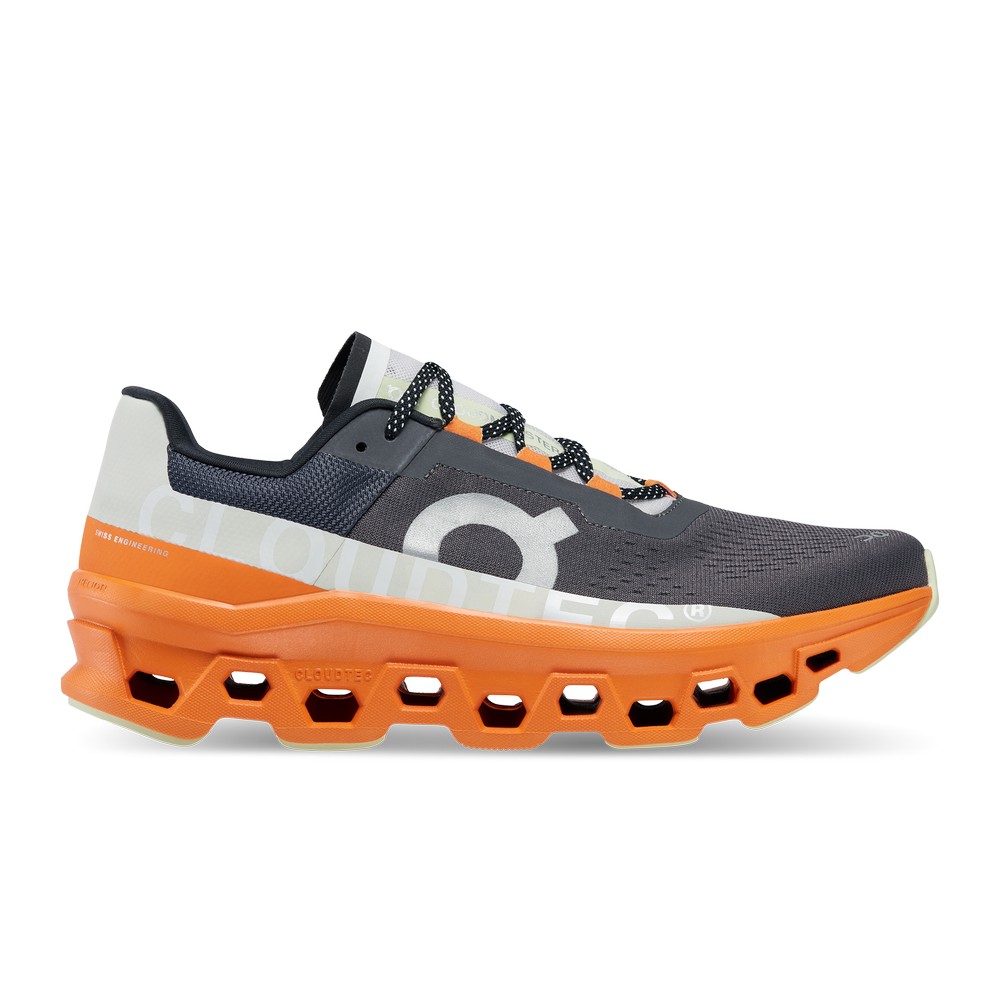 On |Men QC Cloudmonster Road Running Shoes Eclipse / Turmeric | GA75-K5MD