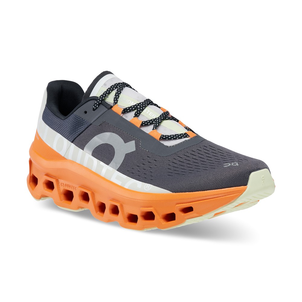 On |Men QC Cloudmonster Road Running Shoes Eclipse / Turmeric | GA75-K5MD