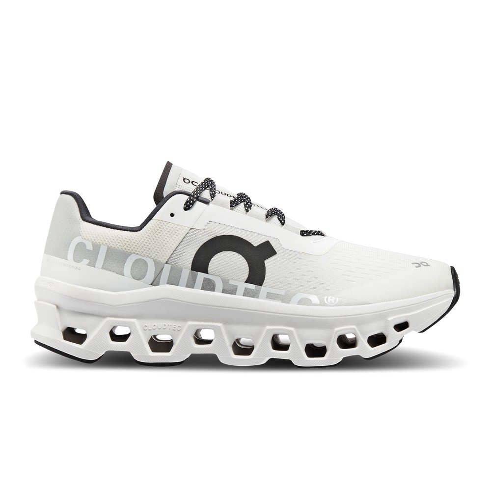 On |Men QC Cloudmonster Road Running Shoes Undyed-White / White | SF44-U2FJ