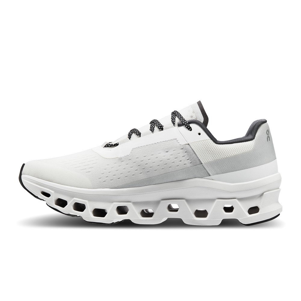 On |Men QC Cloudmonster Road Running Shoes Undyed-White / White | SF44-U2FJ