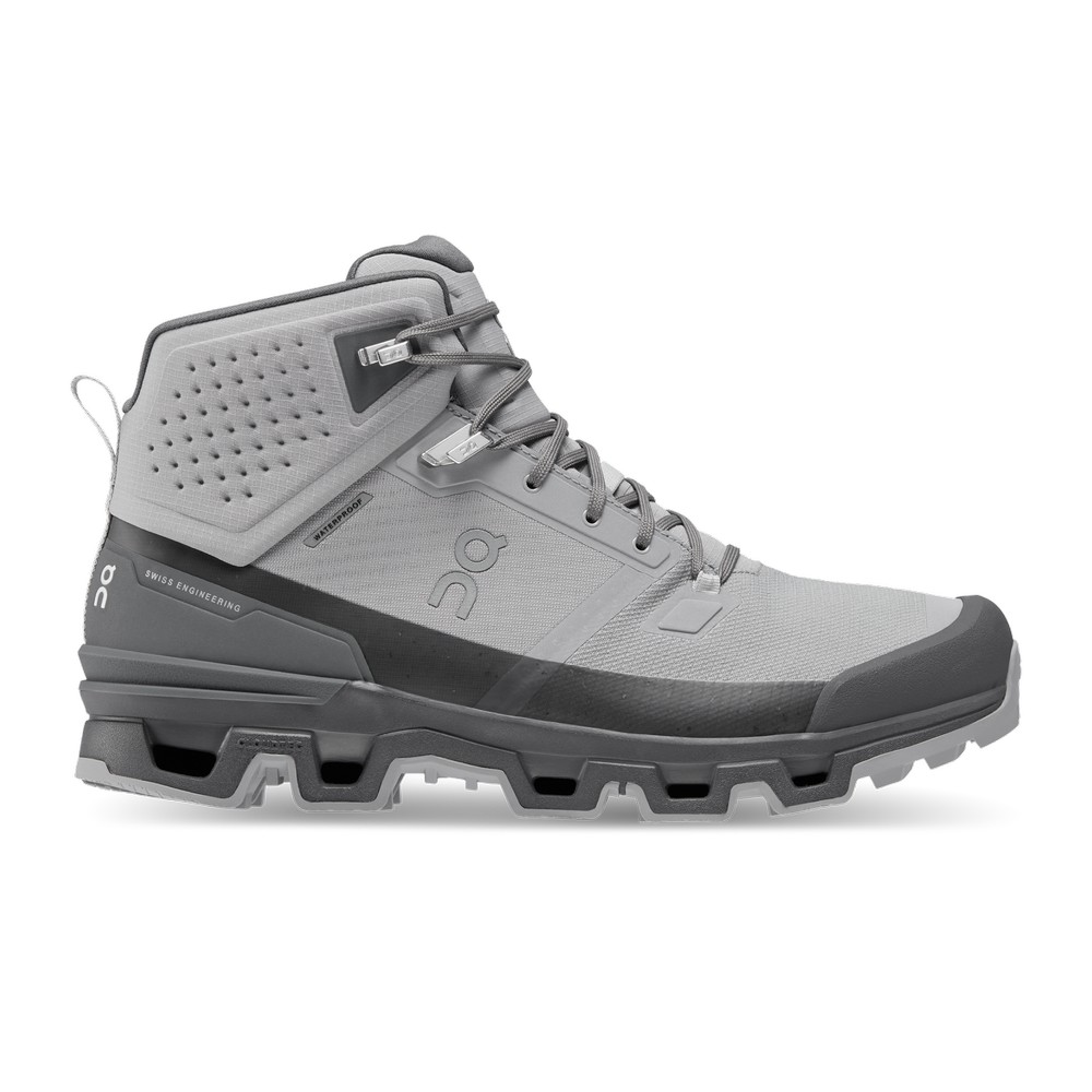 On |Men QC Cloudrock 2 Waterproof Hiking Shoes & Boots Alloy / Eclipse | TQ89-F6IQ