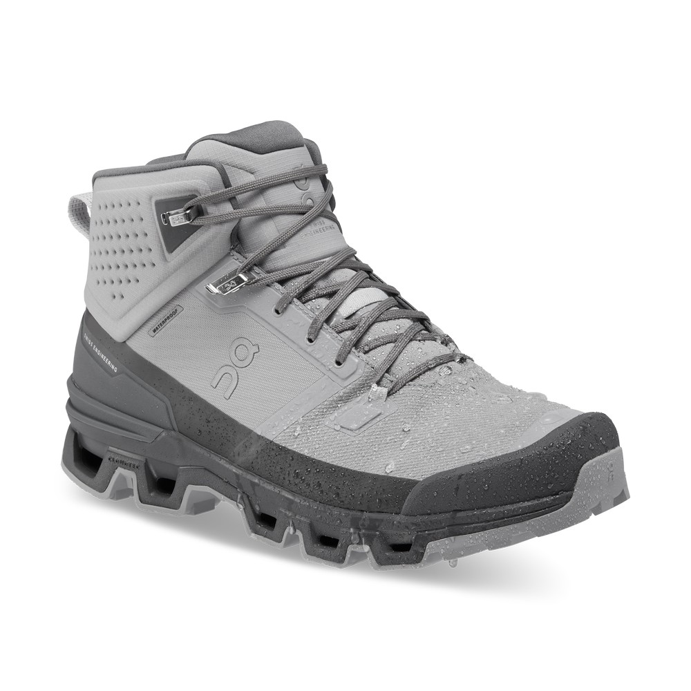 On |Men QC Cloudrock 2 Waterproof Hiking Shoes & Boots Alloy / Eclipse | TQ89-F6IQ