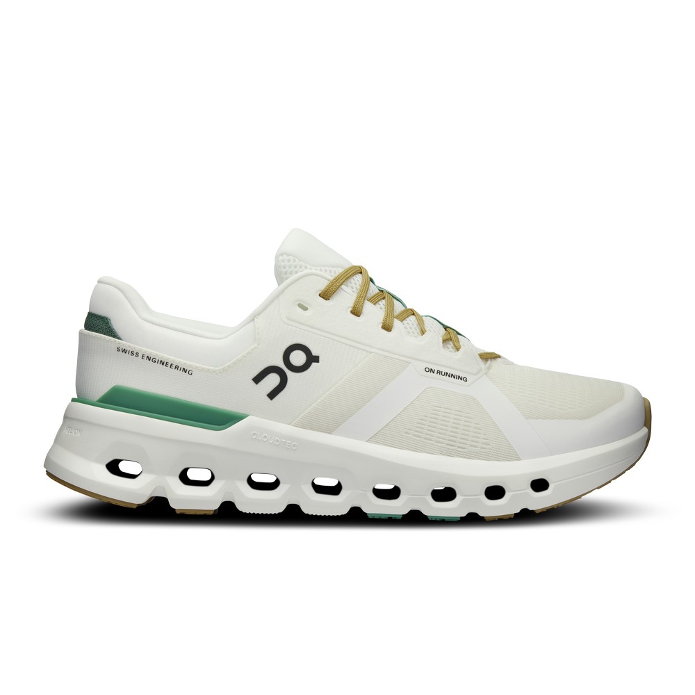 On |Men QC Cloudrunner 2 Road Running Shoes Undyed / Green | UP33-G7JH