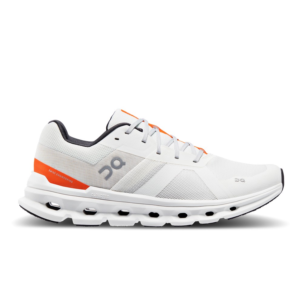 On |Men QC Cloudrunner Road Running Shoes Undyed-White / Flame | MJ86-P0FT