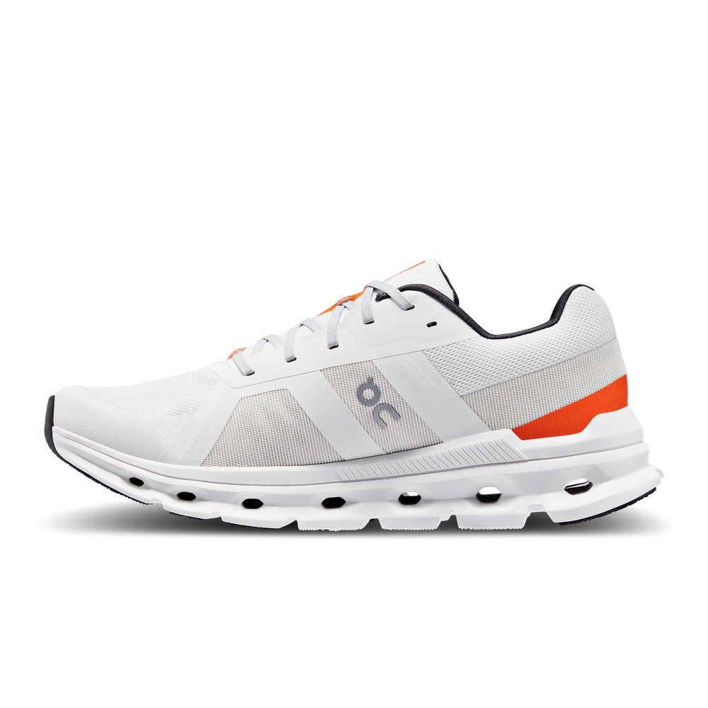 On |Men QC Cloudrunner Road Running Shoes Undyed-White / Flame | MJ86-P0FT