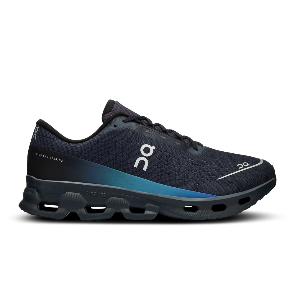 On |Men QC Cloudspark Road Running Shoes Black / Blueberry | JA53-N4CG