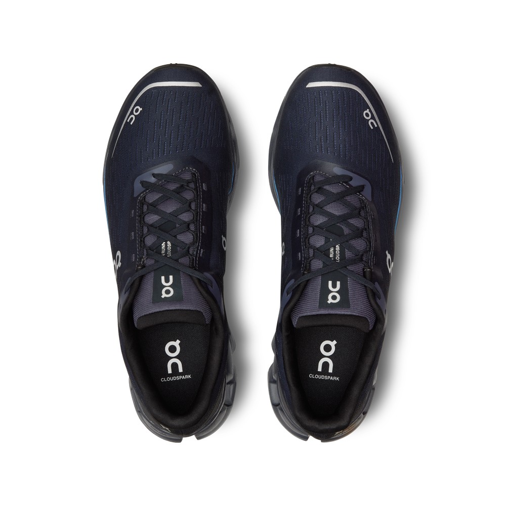 On |Men QC Cloudspark Road Running Shoes Black / Blueberry | JA53-N4CG