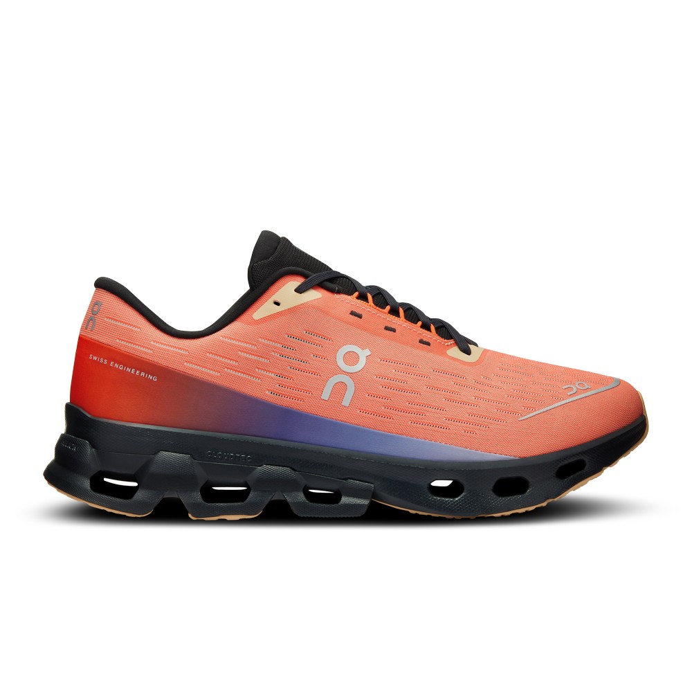 On |Men QC Cloudspark Road Running Shoes Flame / Black | IQ73-Q9VU