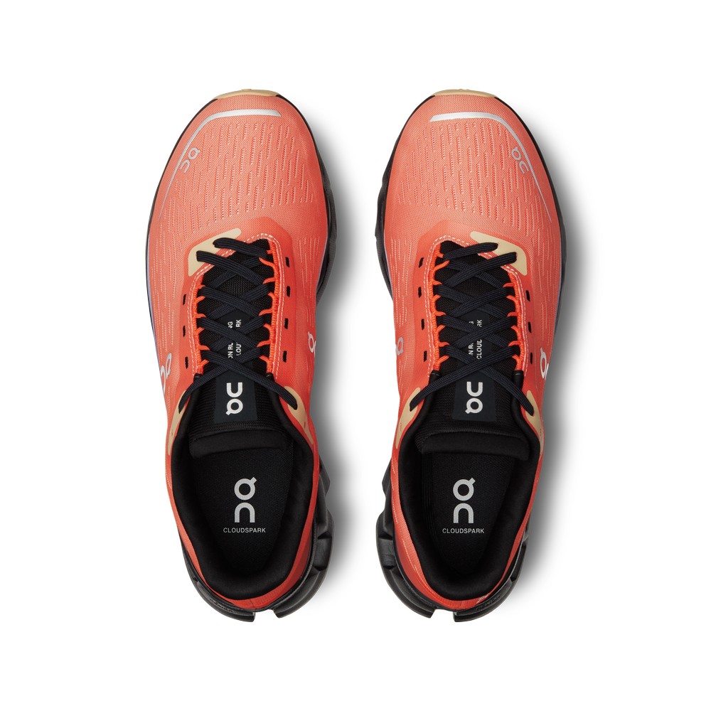 On |Men QC Cloudspark Road Running Shoes Flame / Black | IQ73-Q9VU