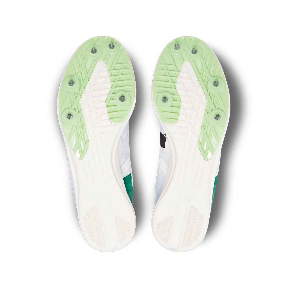 On |Men QC Cloudspike 1500m Road Running Shoes Undyed-White / Mint | CN10-P0GT